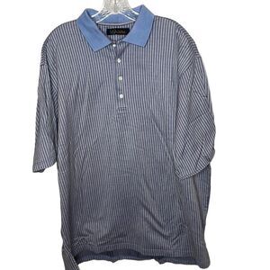 Byron Nelson Pinstripe Blue Button Up Polo Shirt. Size XL.